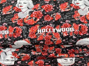 Bomuldsjersey - med Marilyn Monroe i rose idyl